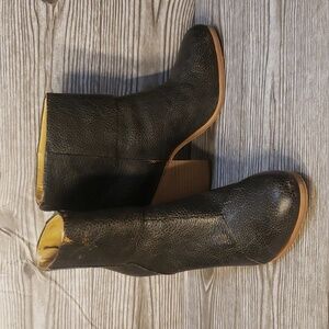 Rag and Bone Brown Crackle Leather Round Toe High Heel Women's Boots Size 8.5